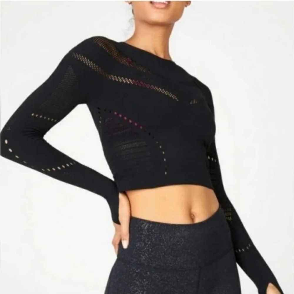 Fabletics Pink Long Sleeve Crop Top